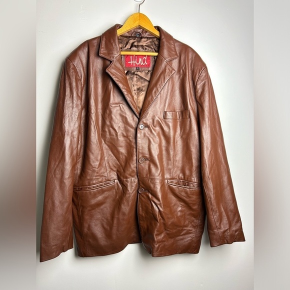 Hind Leather 100% Genuine Leather Brown Vtg 90s y2K Sz L retro boho motorcycle - Picture 2 of 14